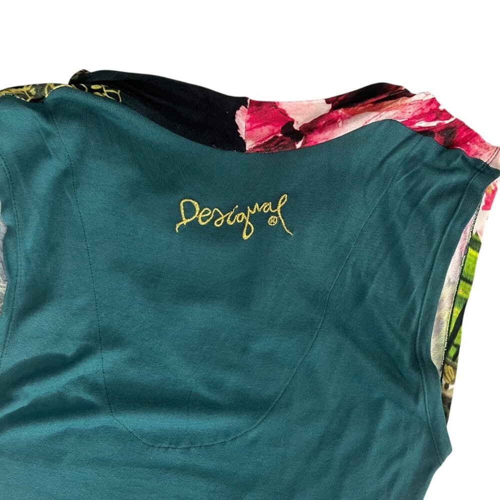 Desigual Floral Mini Dress in Black, Pink, Green - Picture 8 of 13